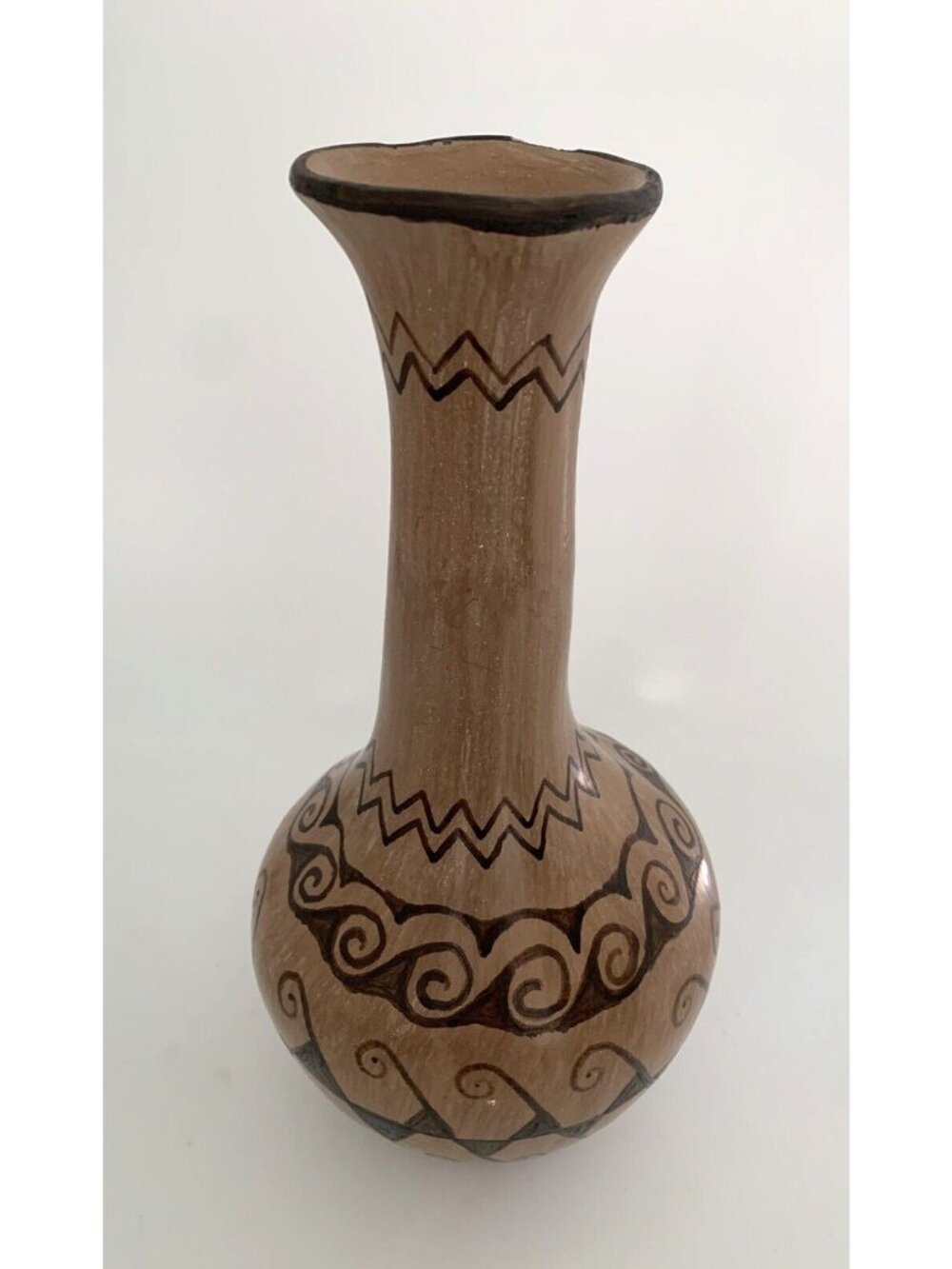 Native American Pima Pottery Tall Vase Jaylee Miles 2007 Akimel O'odham